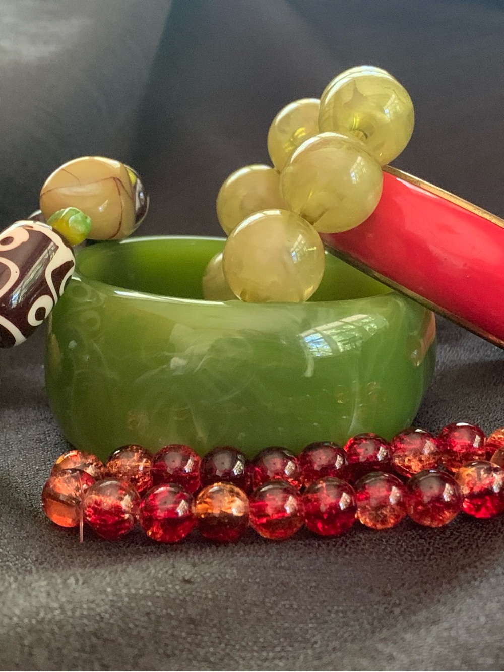 Green Resin Bangle Bracelet PLUS FOUR more bracelets